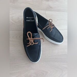 Sperry Men's Black and White Boat Shoes